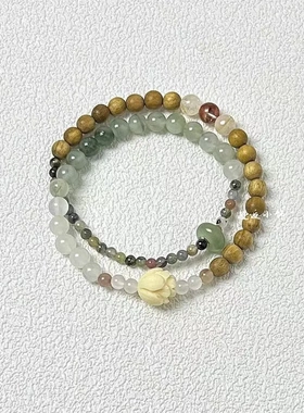 听风挽新中式清透串珠莲花手链女新款简约小众中国风手串森系清新