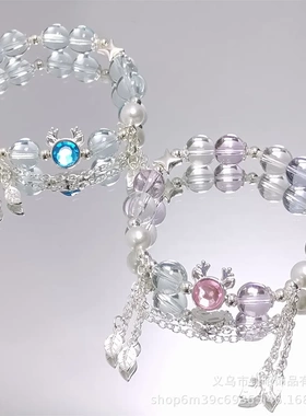 森系超仙冰透水晶小鹿手链ins小众甜美轻奢百搭显白闺蜜手串