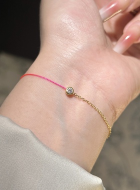 法国银粉色系女情侣编织幸运手绳