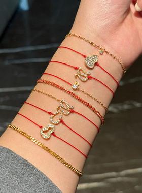 法国葫芦红绳镂空手工编织手链