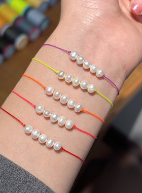 巴黎红绳本命年手链女天然珍珠