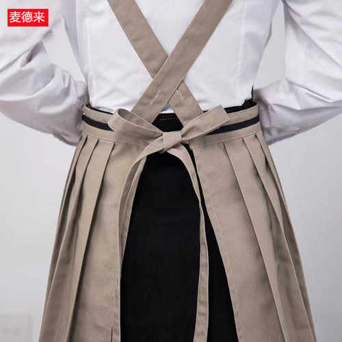 韩版时尚防水围裙logo印字餐饮专用工作服女时尚厨房防油污罩衣 - 图1
