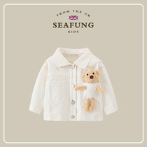 British Seafung childrens clothing ~ girl jacket 2024 new ocean gas 100 hitchhiking face letter printed childrens jacket