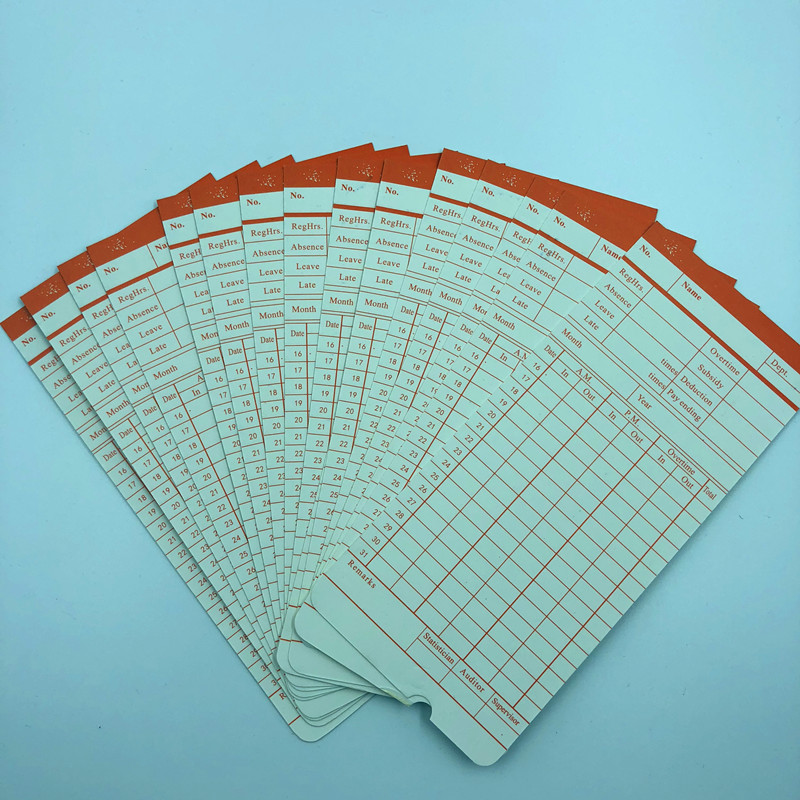 微电脑考勤机专用英文卡纸 打卡机打卡纸 英文电子考勤机通用卡片 - 图3