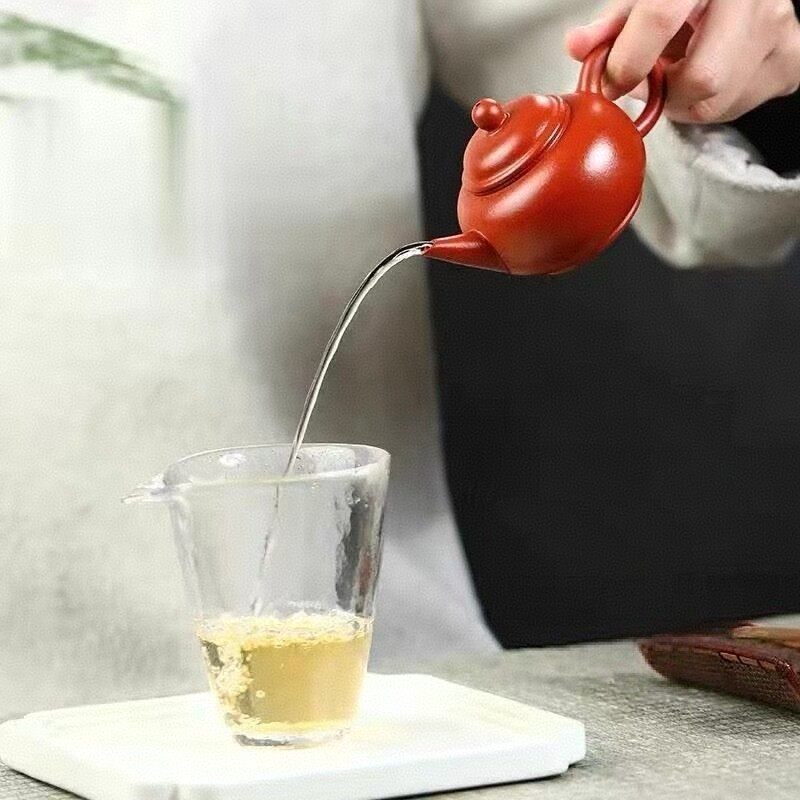Authentic Yixing small-capacity purple clay pot ore Dahongpao sketch horizontal pot one-person kung fu teapot tea set 80cc