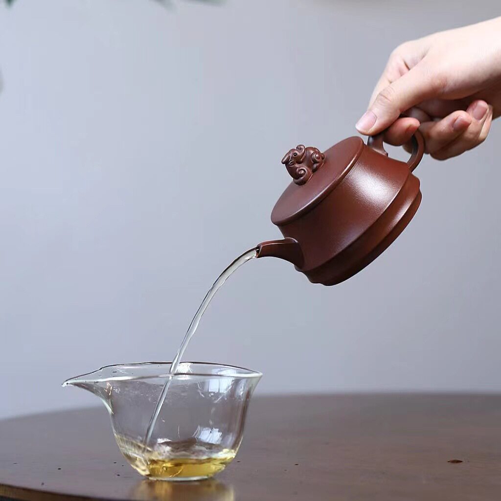 Authentic Yixing purple clay pot ore old purple clay Longquan step by step high pot high-end kung fu teapot tea set gift