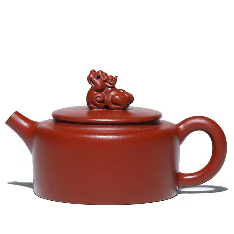 Authentic Yixing purple clay pot, raw ore, stale red mud, auspicious beast well railing pot, one person kung fu teapot, tea set 100c