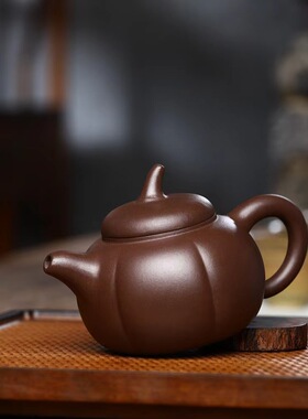 正宗宜兴紫砂壶原矿陈腐老紫泥经典茄瓜壶家用功夫泡茶壶茶具礼品