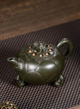 正宗宜兴紫砂壶原矿陈腐绿泥三足莲子青蛙壶高档大容量泡茶壶茶具