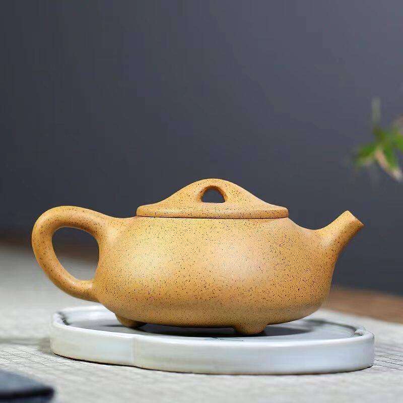 Authentic Yixing purple sand pot original gold sesame section clay Jingzhou stone ladle pot household kung fu teapot tea set gift