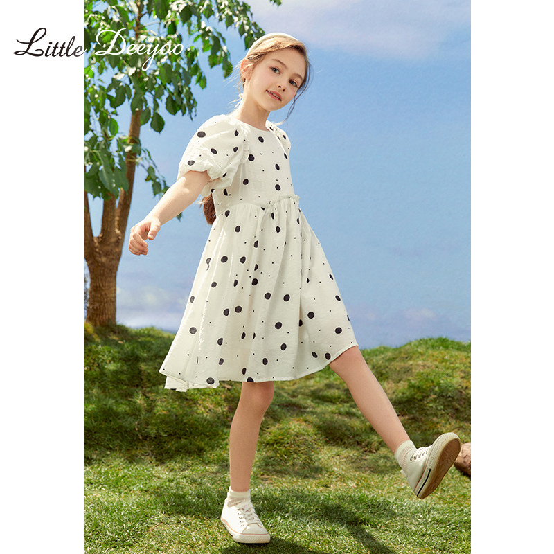 【特价】女童法式泡泡袖波点裙子2025春夏新款简约甜美大童连衣裙,淘宝优惠券,粉丝福利购,淘宝优惠卷