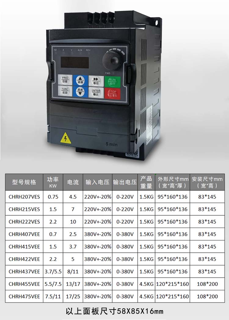 日虹变频器三相电机水泵调速器经济型矢量变频器0.75-7.5kw380v