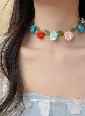 早春温柔多巴胺项链小清新花朵choker颈链小众高级设计锁骨链新款