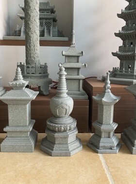 天然青石佛塔舍利塔经幢灯笼熏香炉禅房办公室茶桌佛堂茶室摆件