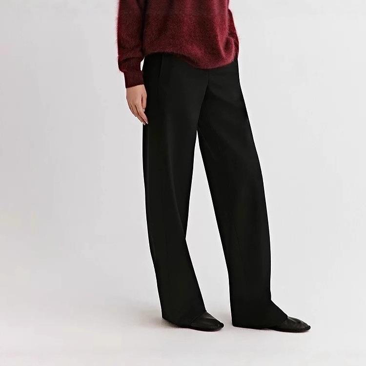 it :orange forest厚加绒罗马布阔腿裤女装弹力羊毛显瘦裤子长裤 - 图1