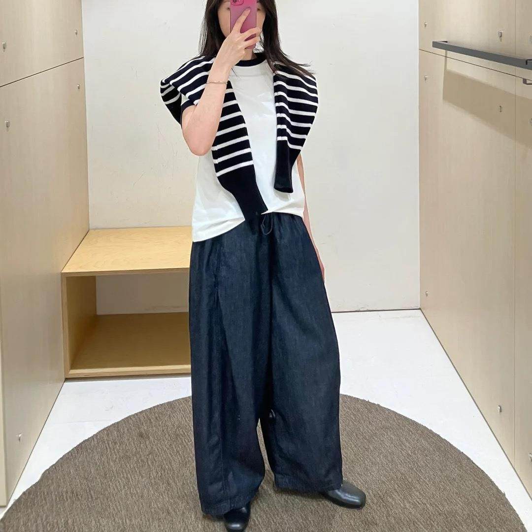 it :orange forest桶形抽绳腰边牛仔裤女 25年新品深蓝色裤子长裤,淘宝优惠券,粉丝福利购,淘宝优惠卷