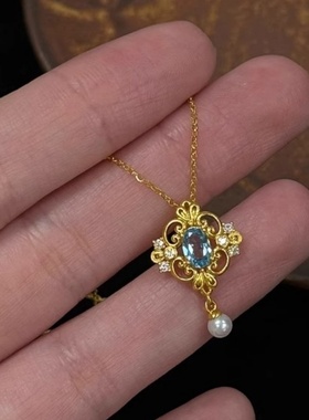 复古宫廷风蓝色星眸项链