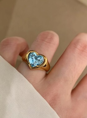 日韩海蓝宝爱心可调女戒