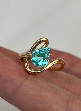 欧美ins感大溪海蓝鸽子水滴戒指