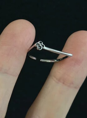 复古个性D型点缀花戒指女小众设