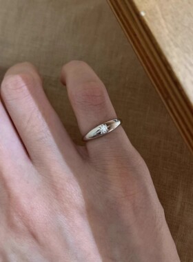 美式复古点钻八芒星开口戒