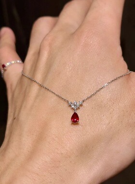 赤砂痣人鱼泪水滴项链轻奢小众