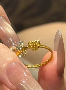 美式精致碎闪闪镂空小爱心戒指