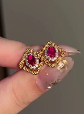 法式宫廷重工几何镶嵌耳钉