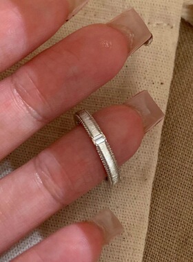 韩系冷淡风ins银色拉丝闪钻素圈