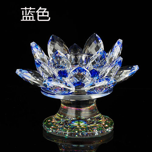 水晶七彩莲花烛台供佛酥油灯灯座供灯蜡烛台七星烛台摆件佛长明灯 - 图0