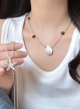 海星贝壳吊坠项链女小众百搭颈链