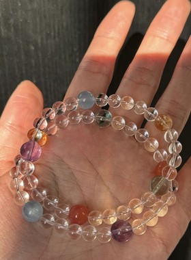 白水晶体通透百搭女叠戴手饰百搭