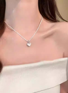 法式双面爱心吊坠项链女颈链配饰