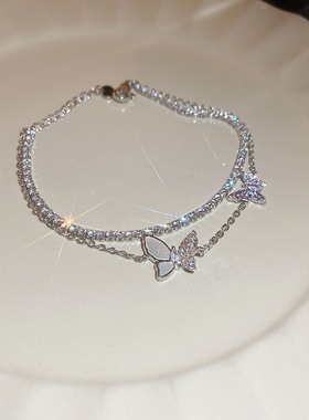 微镶锆石双层蝴蝶手链女百搭手饰