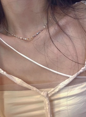 爆款小米珠素圈碎银项链女冷淡风