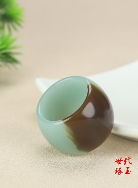 新疆和田玉且末糖扳指男大拇指指环文玩扳指玉石指环光面素圈戒指