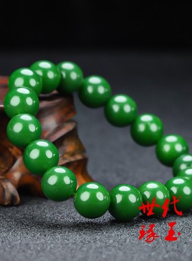和田玉碧玉手串菠菜绿猫眼手链圆珠手链简约大气款手串手饰配饰