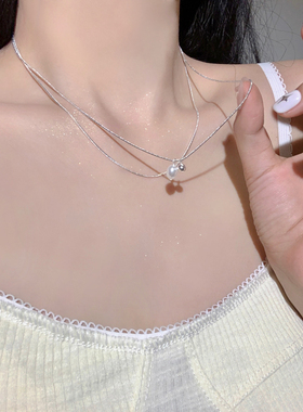 叠戴珍珠项链颈链锁骨链