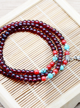 仿石榴石三圈手链民手链