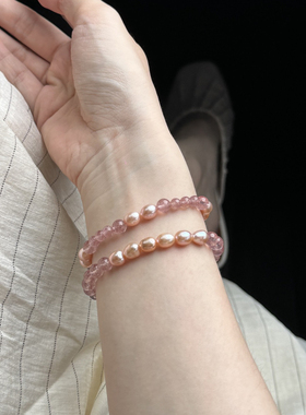 天然淡水珍珠水晶手链