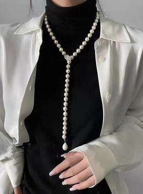 小香风珍珠流苏项链女轻奢高级感