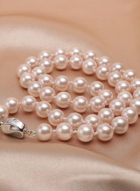 项链贝珠圆珠链女铜扣