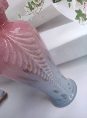 轻奢法式中古芬顿玻璃琉璃花瓶欧式客厅桌面水养创意双色花器摆件
