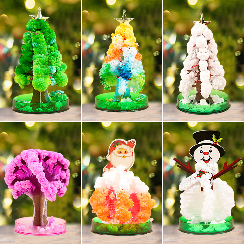 魔法圣诞树开花纸树diy材料包浇水结晶2024新款圣诞节儿童小礼物