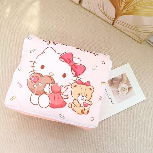 可爱卡通KT猫抱枕被子两用办公室午睡空调毯子学生宿舍单人午休毯 - 图2