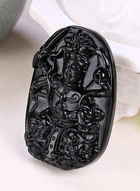 百搭天然黑曜石九天玄女娘娘吊坠