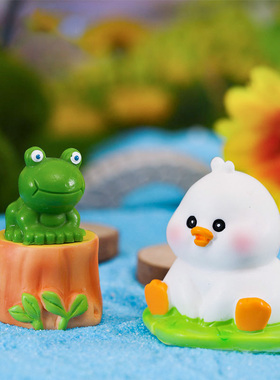 可爱荷叶小黄鸭微景观装饰品