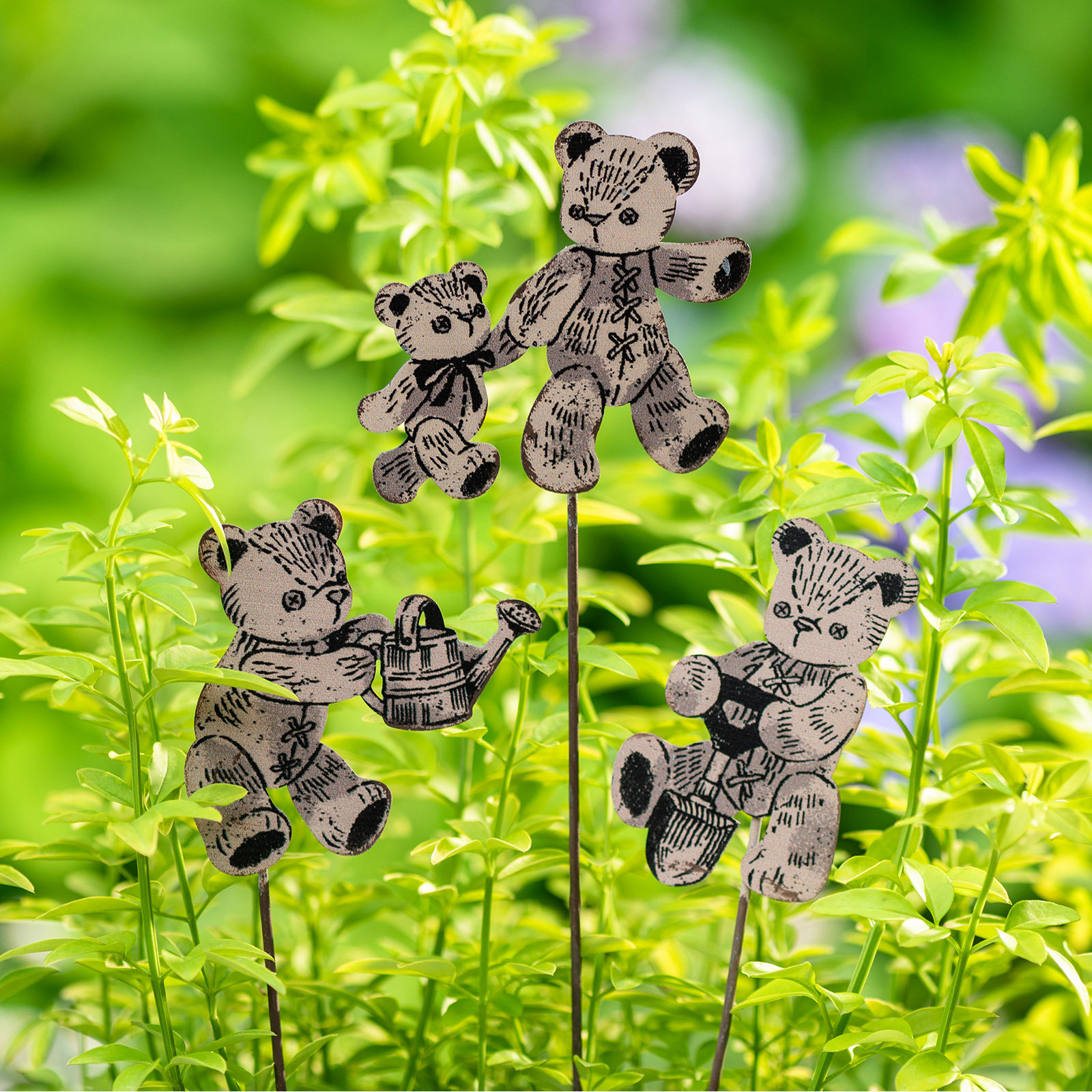 铁艺复古小熊插牌花园杂货园艺装饰花插户外庭院阳台花园花盆装饰,淘宝优惠券,粉丝福利购,淘宝优惠卷