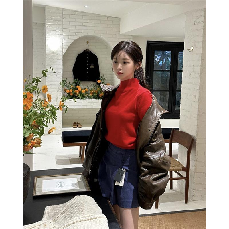 【现货】Nothing Written Narchi秋冬新款高领短袖毛衣针织羊毛衫 - 图0