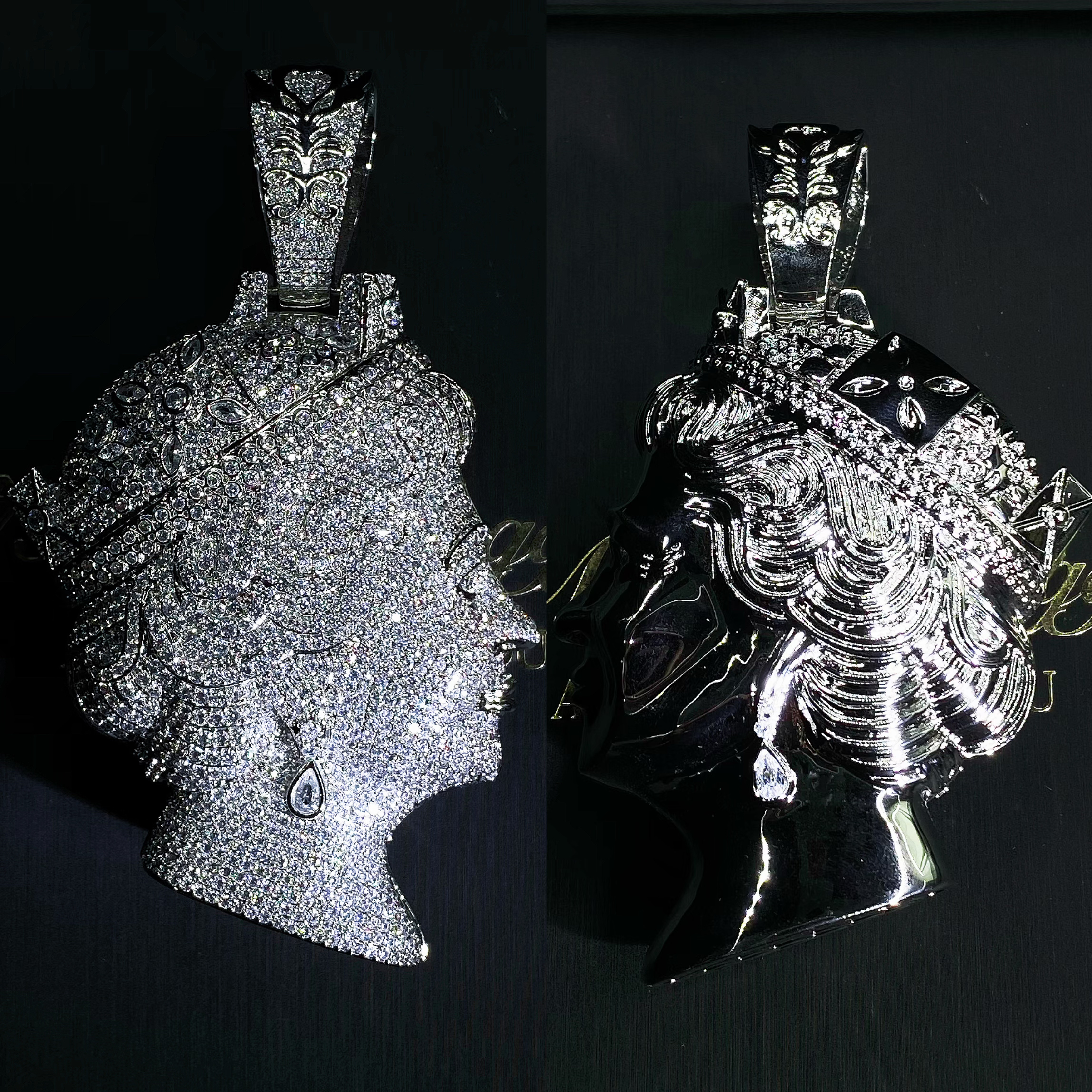 Mr.Blingggggg European and American hip-hop jewelry Central Cee's same double-sided queen pendant